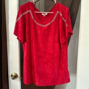 Silky, feeling size large top, embellished little jewels at the top